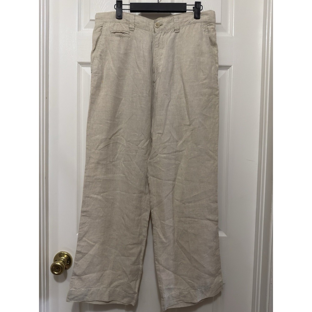 Old Navy Surplus Company Men's Linen Pants 30x30 Big Pockets Flat Front Beige